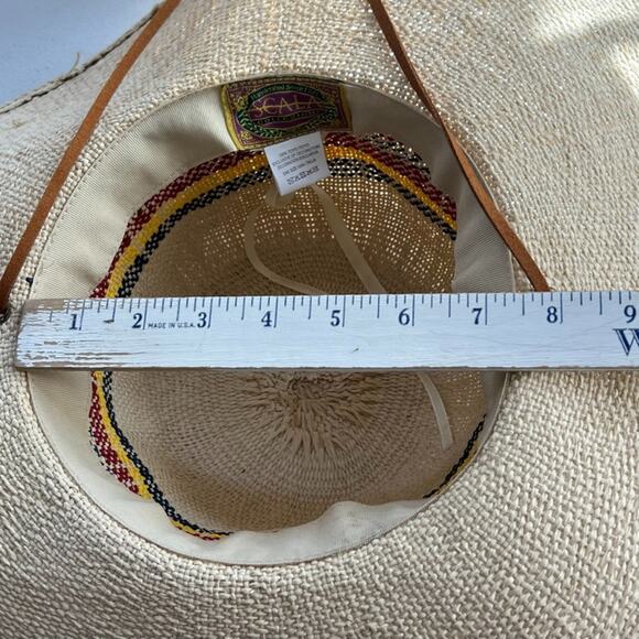 Scala Sun Hat Eloisa 100% Toyo Straw Wide Brim Multicolor Leather Chin Strap - Picture 12 of 14